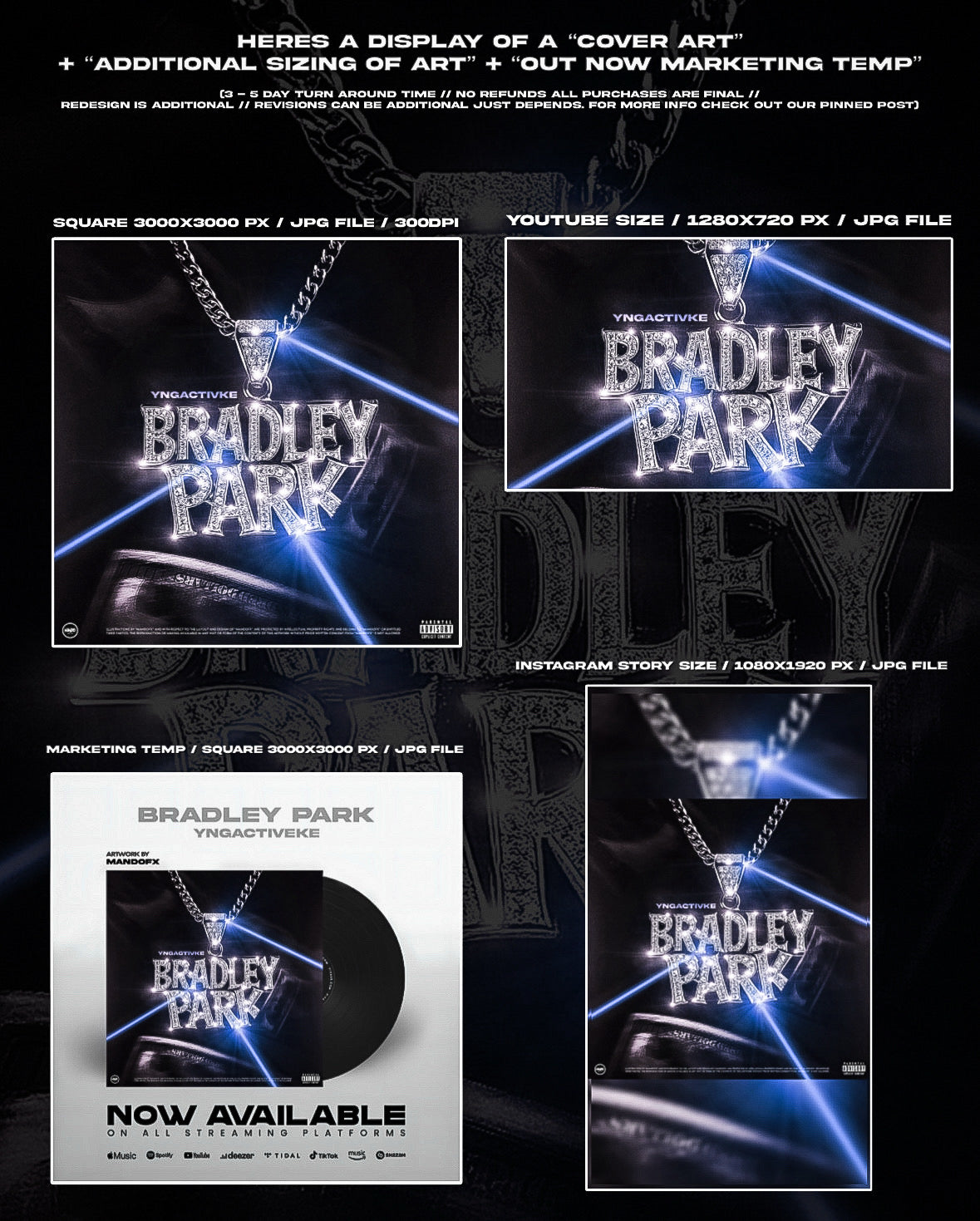 CREATE 3 ADDITIONAL SIZINGS TO YOUR EXISTING COVER ART + 1 "OUT NOW" TEMPLATE - MandoFxCoverArt